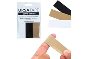 URSA STRAPS URSA Stretchy Moleskin Fabric Tape | 12 Blister Prevention Strips, Heavy-Duty No-Residue Bandages for Feet & Body | (3.14 x 0.98in)