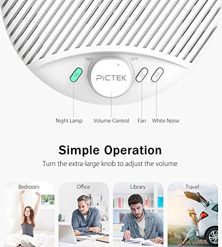 PICTEK White Noise Machine with Night Light for Baby Sleeping, 10 White Noise and Fan Sound Machine, Auto-off Timer & Memory Feature, Dimmable Warm Night Light for Baby Nursery, Office Privacy, Travel