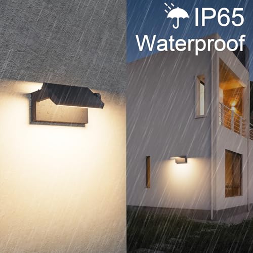 Klighten 35W Indoor Outdoor Wall Light IP65, LED Wall Lights Adjustable Modern Aluminium Wall Lamps for Entrance Terrace Gardens, 2500 Lumens, Anthracite, Warm White 3000K