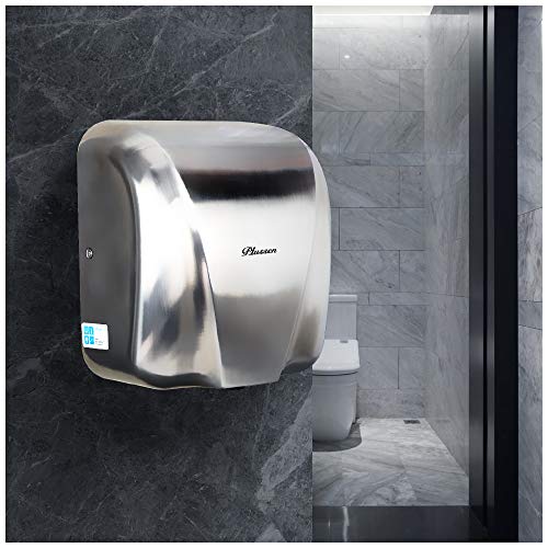 PLUSSEN Compact Automatic High Speed Commercial Hand Dryer for Bathrooms Restroom Stainless Steal Heavy Duty Electric Hand Air Dryer