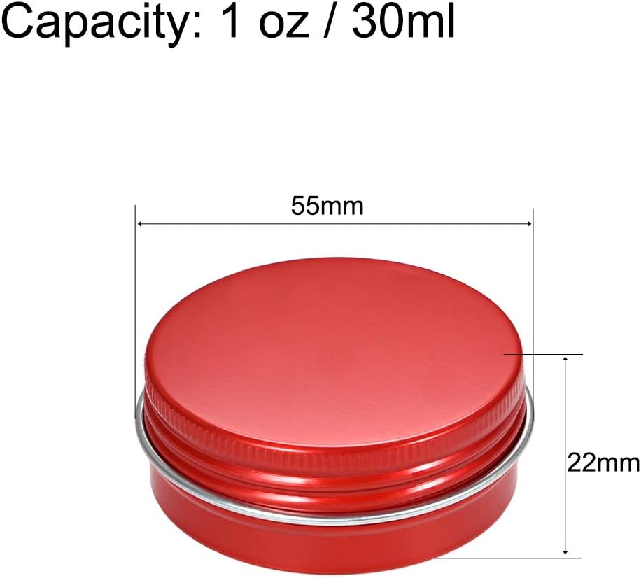 sourcing map 6 Pack 1 oz Round Aluminum Cans Tin Can Screw Top Metal Lid Containers for Crafts Red 30ml, 1oz/30ml-Red(6pcs) - Image 3