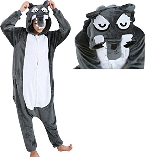 JudyBridal Unisex Cartoon Wolf Onesie Adult Pajamas Cosplay Costume