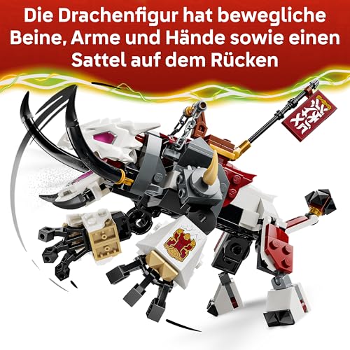 NINJAGO Zilvar auf seinem Drachentier Grimtak - Ninja Spielzeug mit Actionfigur, 3 Minifiguren inklusive Kai & NYA - Geschenkidee für Jungen ab 7 Jahren und Dragons Rising Fans - 71863
