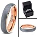 Tungsten Wedding Band Ring 5mm Men Women Comfort Fit 18k Rose Gold Plated Grey Dome Brushed Size 8.5