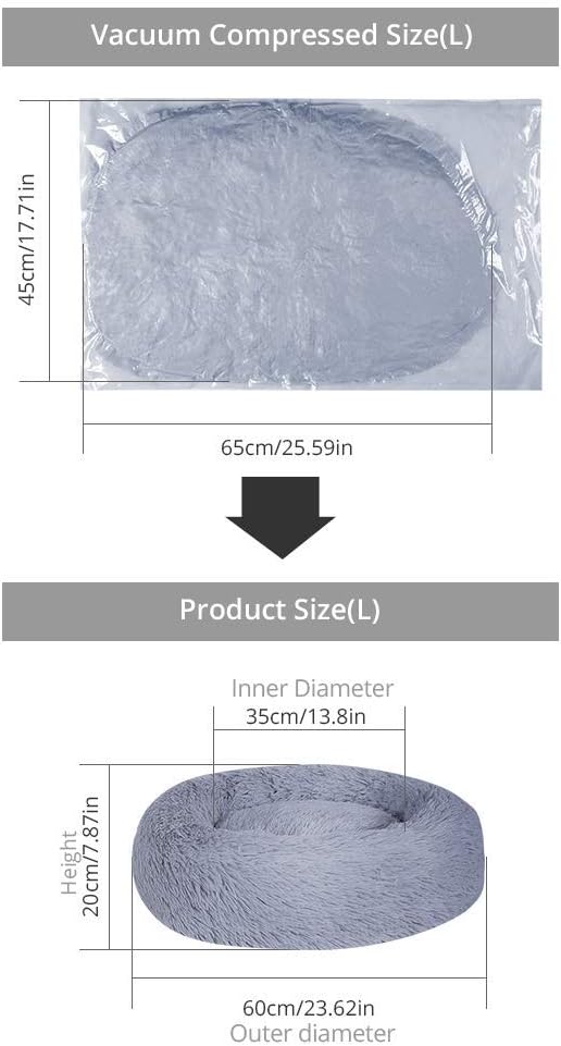 Neekor Cat Dog Beds, Soft Plush Donut Pet Bedding Winter Warm Sleeping Round Fluffy Pet Calming Bed Cuddler for Puppy Dogs/Cats, Size: Small/Medium/Large (Pink/Medium) : Pet Supplies