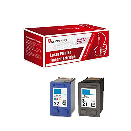 Awesometoner Remanufactured Ink Cartridge Replacement for HP 21 and HP 22 (1 Black 1 Color 2 Pack)