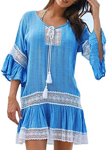 QIUYEJUO Womens Swimwear Cover-UPS Bikini Swim Beach Wear Cover up Dress