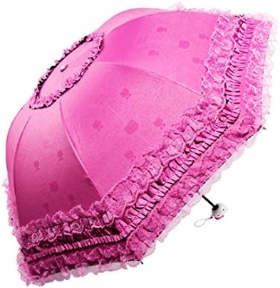 Hello Kitty Children's Folding Umbrella,Sun&amp;Rain Travel Umbrella - Lightweight Portable Outdoor Umbrella with 95% UV Protection (Rose red)