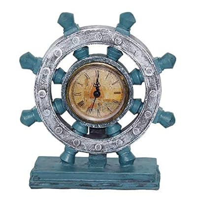 Nautical Wheel Boat Steering with Roman Numeral Time Clock Rudder Desk Clock Decor Crafts Nautical Home Decoration… 510DZiXPAeL. SS400