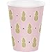 Pineapple Wedding Party Supplies Pack for 16 Guests: Straws, Dessert Plates, Beverage Napkins, Table Cover, and Cups