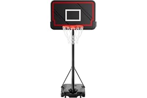 Mayfire Basketball Hoop Height Adjustable 4.8-10ft: Portable Outdoor Goal System for Kids, Teens & Adults in Backyard & Driveway with 44-54 Inch Shatterproof Backboard