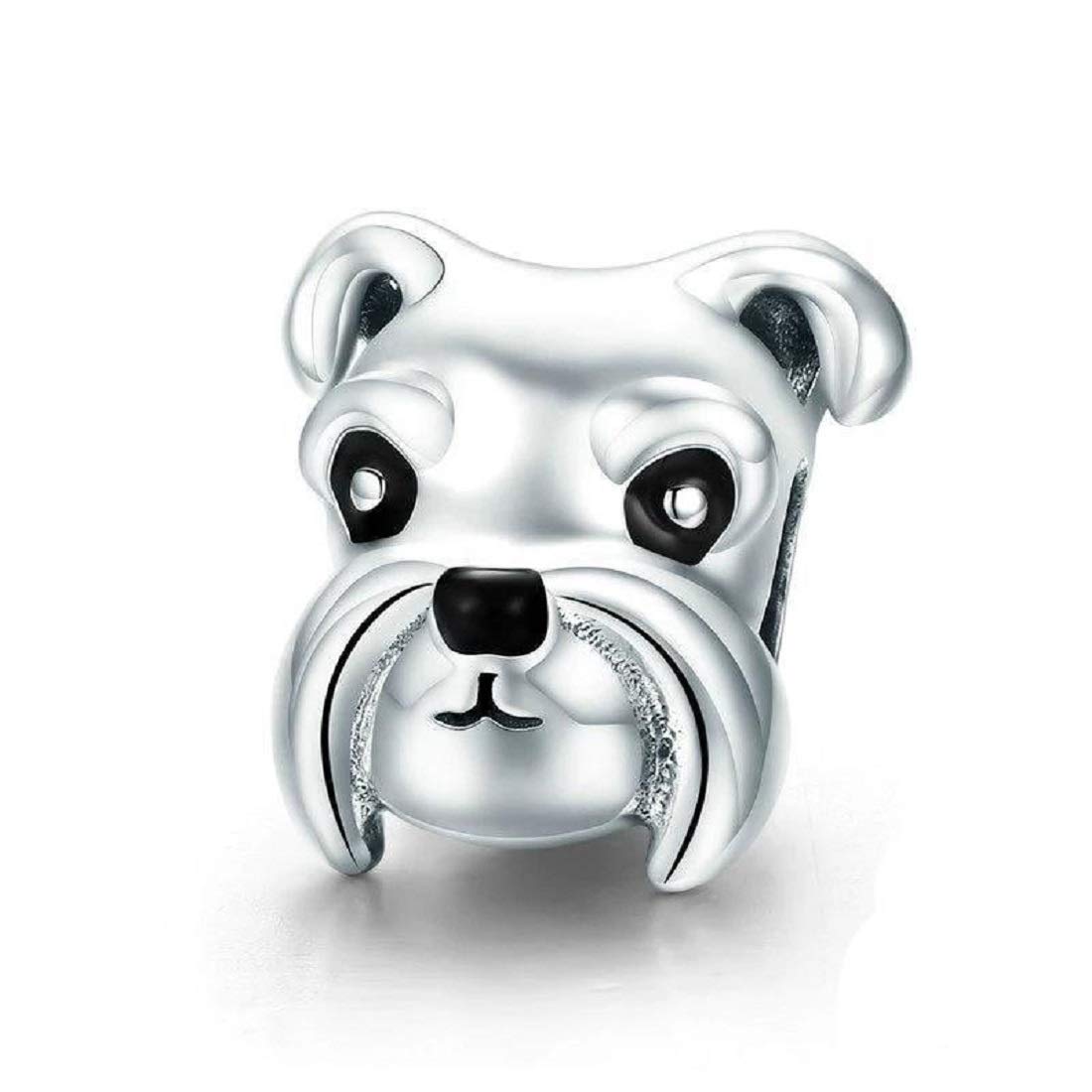 FeatherWish Sterling Silver 925 Charm Schnauzer Dog Puppy Pet Animal Family Best Friend Bead Fits And Compatible With Pandora Bracelets Gift Friend Daughter Mum Sister Birthday (Schnauzer)