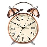 Hersent Twin Bell Alarm Clock Battery Power Night-light Loud Alarm Roman Character Copper Clock Ha41 (4.5