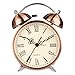 Hersent Twin Bell Alarm Clock Battery Power Night-light Loud Alarm Roman Character Copper Clock Ha41 (4.5