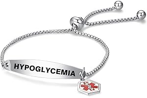 NARTGO Red Medical Alert ID Bracelet for Women Men Emergency First Aid Engraved Adjustable Stainless Steel Chain Bracelets