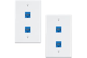 Iwillink (2-Pack) 2-Port Ethernet Wall Plate, Keystone Jack Wall Plates with RJ45 Keystone Inline Coupler insert, Female to F