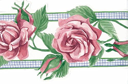 タイムセール ピンクローズグリーンリーフ壁紙ボーダー Ig