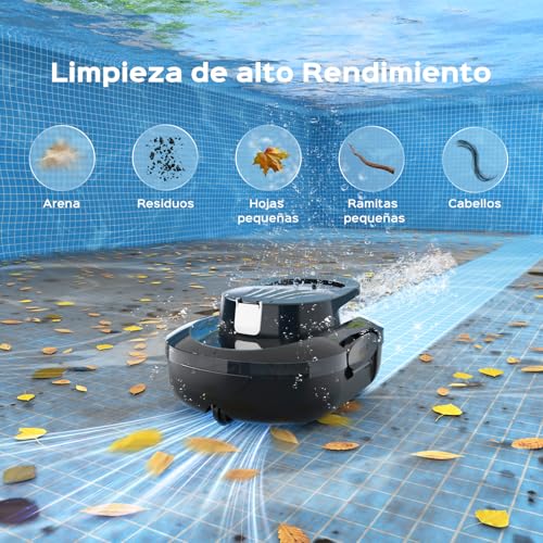 S1PRO (2026 Upgrade) Robot de Piscina, 120 Min de Autonomía Robot Limpiafondos Piscina Sin Cable con Doble Motor, Autoaparcable, para Piscinas de Fondo Plano 95m², Blanco Negro