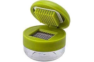 Joie Garlic Press and Chopper with Storage Container, Stainless Steel Blades, Green
