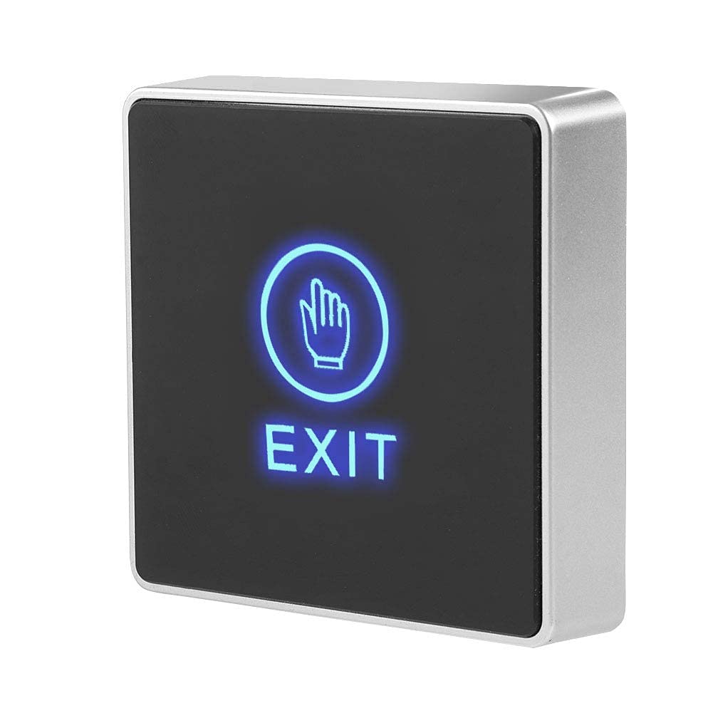 Exit Button for Door Access Control,Door Touch Exit Release Unlock Button Switch,with Panel,LED Light Fireproof PC Material,for Door Access Control System