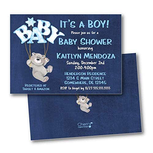 Teddy Bear & Balloons Baby Shower Invitations Baby shower