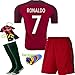 Soccer Kids 2016/2017 Football Soccer European Cup Ronaldo Home Portugal Kids Jersey & Shorts & Socks With Free Key Chain (Ronaldo 7, 7-8 years )