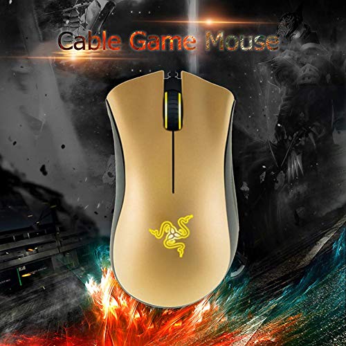 Alloet Wired Gaming Mouse,Razer DeathAdder Wired Gaming Mice 3500 DPI Optical PC Computer Mouse Gold - Thumbnail 4