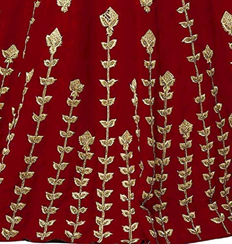 drashti villa women's taffeta silk embroidered semi-stitched anarkali gown (maroon)