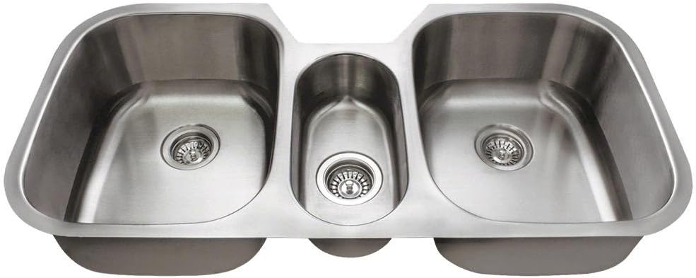 MR Direct 4521 16-Gauge Undermount Triple Bowl Stainless Steel Kitchen