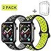 R-fun Band Compatible with Apple Watch 42/44mm Women and Men, Soft Silicone Replacement Wristband for Apple iWatch Series 4, Series 3, Series 2, Series 1, Sport, Edition (Black/Gray+Black/Yellow)