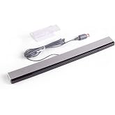 JINHEZO Replacement Wired Infrared IR Ray Motion Sensor Bar Compatible Nintendo Wii and Wii U Console (Silver/Black)