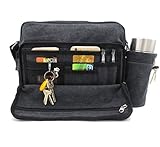 MiCoolker Multifunction Versatile Mens Womens Canvas Handbag Messenger Shoulder Bag for iPad Leisure Change Packet with Small Water Bag Black