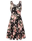 Doublju Midi Dress Party Flare Tank Skater Dress for Women with Plus Size