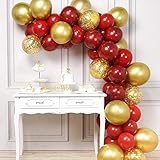 PartyWoo Red and Gold Balloons, 66 pcs Burgundy