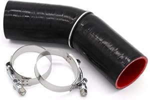 TuoLauthon 45 Degree 4-Ply Elbow Coupler Silicone Hose 2.5inch(63mm) with T-Bolt Clamps for Turbo Intake Intercooler Pipe Len