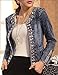 Hokny TD Women's Retro Rhinestone Sequins Open Front Short Denim Jacket 2XL