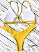 RIVERSONG Womens Sexy Thong Soft Padded Bikini Set Two Piece Swimsuits (Tag S(US 0-2), Yellow)