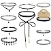 Outee 10 Pcs Choker Necklace Set Black Velvet Choker Tattoo Necklace Classical Gothic Chokers for Women Girls