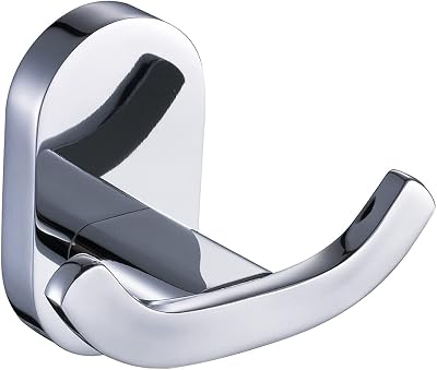 BOOKARROW Double Robe Hook Chrome Wall Mount Heavy Duty Towel Hanger 7113