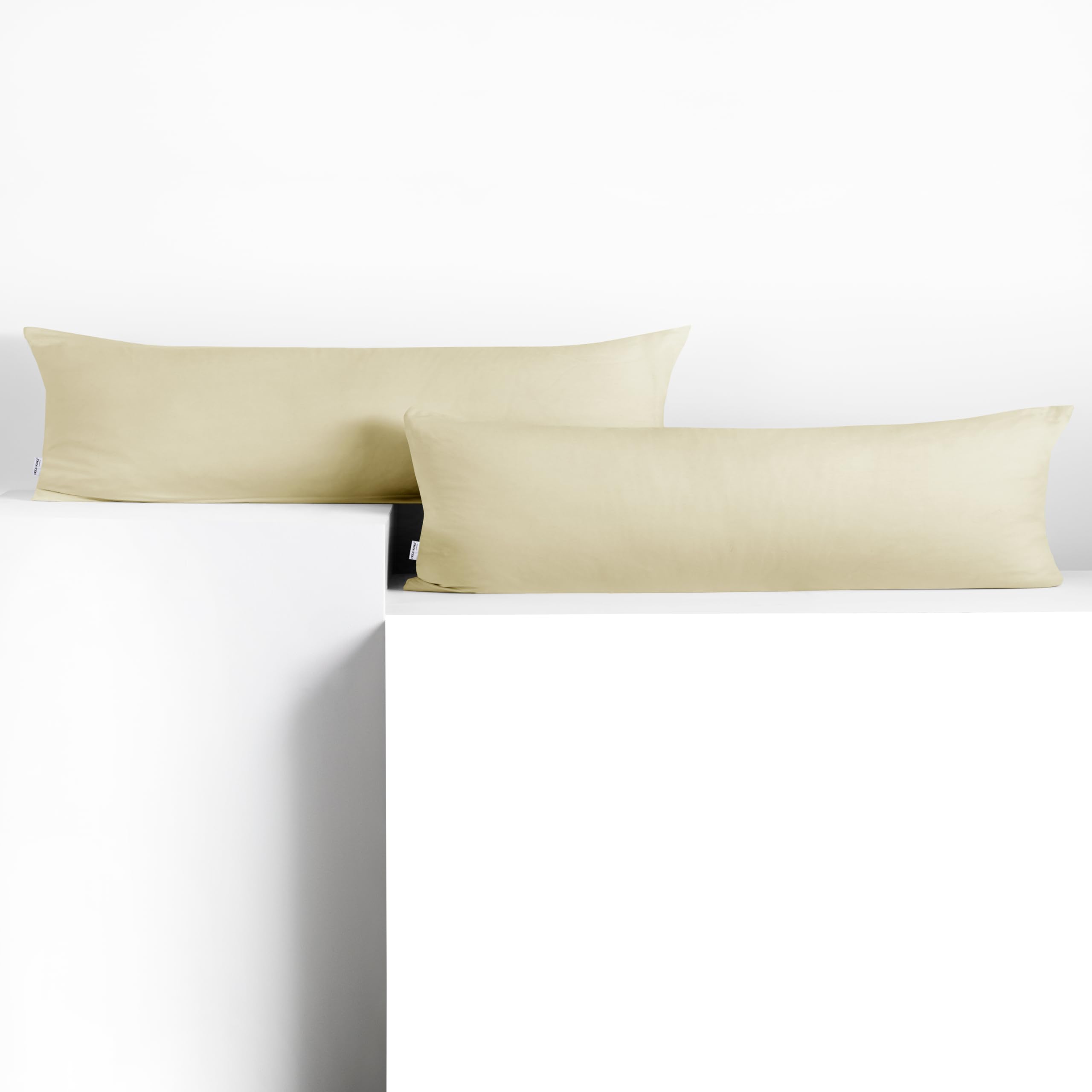 DecoKing 2 Pillowcases 20 x 145 cm Jersey Cotton Zip Beige Amber
