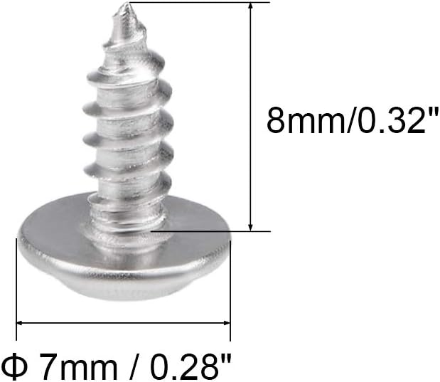 sourcing map 3x8mm Self Tapping Screws Phillips Pan Head With Washer Screw 304 Stainless Steel Fasteners Bolts 50Pcs - Image 4