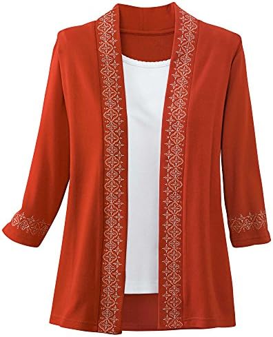 UltraSofts Embroidered Open-Front Cardigan