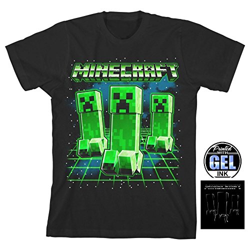 Minecraft Glowing Creepers Big Boys Youth T-Shirt Licensed (Medium)