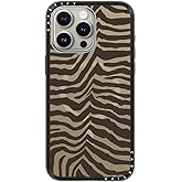 CASETiFY Compact iPhone 15 Pro Max Case [Slim and Sleek/Compatible with Magsafe / 4 ft. 2X Military Grade Drop Protection] - Zebra-Brown - Clear Black