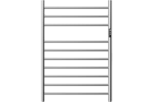 MENATT Heated Towel Rack Wall Mounted,10 Bars Stainless Steel Electric Towel Warmer for Bathroom,Towel Warmer Rack with Build