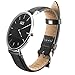 BaIDI Men's Wrist Watch Quartz Wristwatch with Genuine Leather Strap Analog Watches for Men (Black)