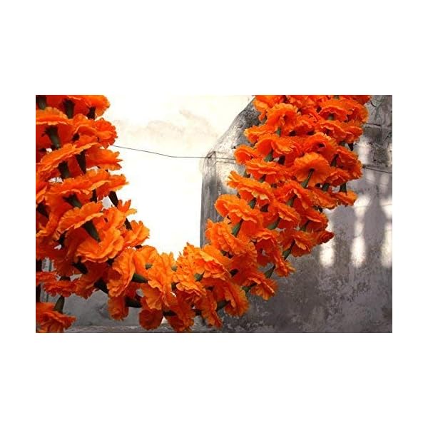 Genx 5 Feet Long Strands Marigold Garlands Flower Garland Indian Wedding Flowers Diwali Marigold Set Of 5 Party Decor Wedding Deepavali Silk Flower Arrangements