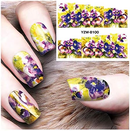 Hybei Nail art Stickers, Three-Dimensional Carving nail Stickers 3D Peacock Feather Pattern Natural Garden Flowers Self-Adhesive Manicure Stickers nail Stickers
