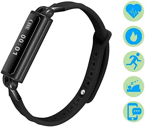 Fitness Tracker Watch, Bluetooth 4.0 Wireless Activity Trackers DB02 Smart Bracelet with Heart Rate Monitorsand Pedometer Call SMS Reminder for IOS Android Smart phone (Black)