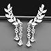 Ear Climber Earrings Leaves Crawler Chandelier Ear Cuff Vine Wrap Pin Crystal Pierced Stud Tassel Jewelry Silver Plated